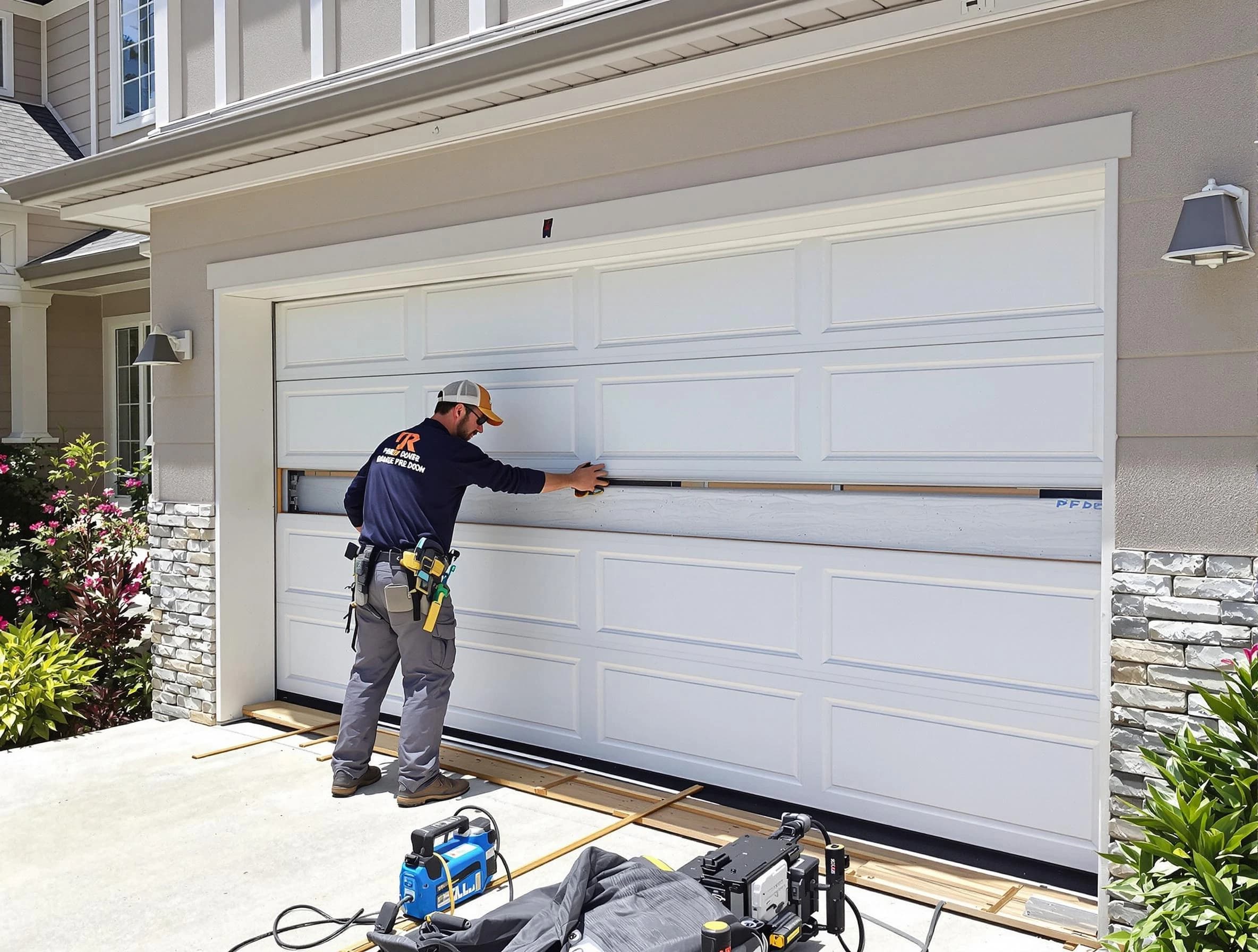 Vestavia Hills Garage Door Repair team performing complete garage door replacement at Vestavia Hills residence