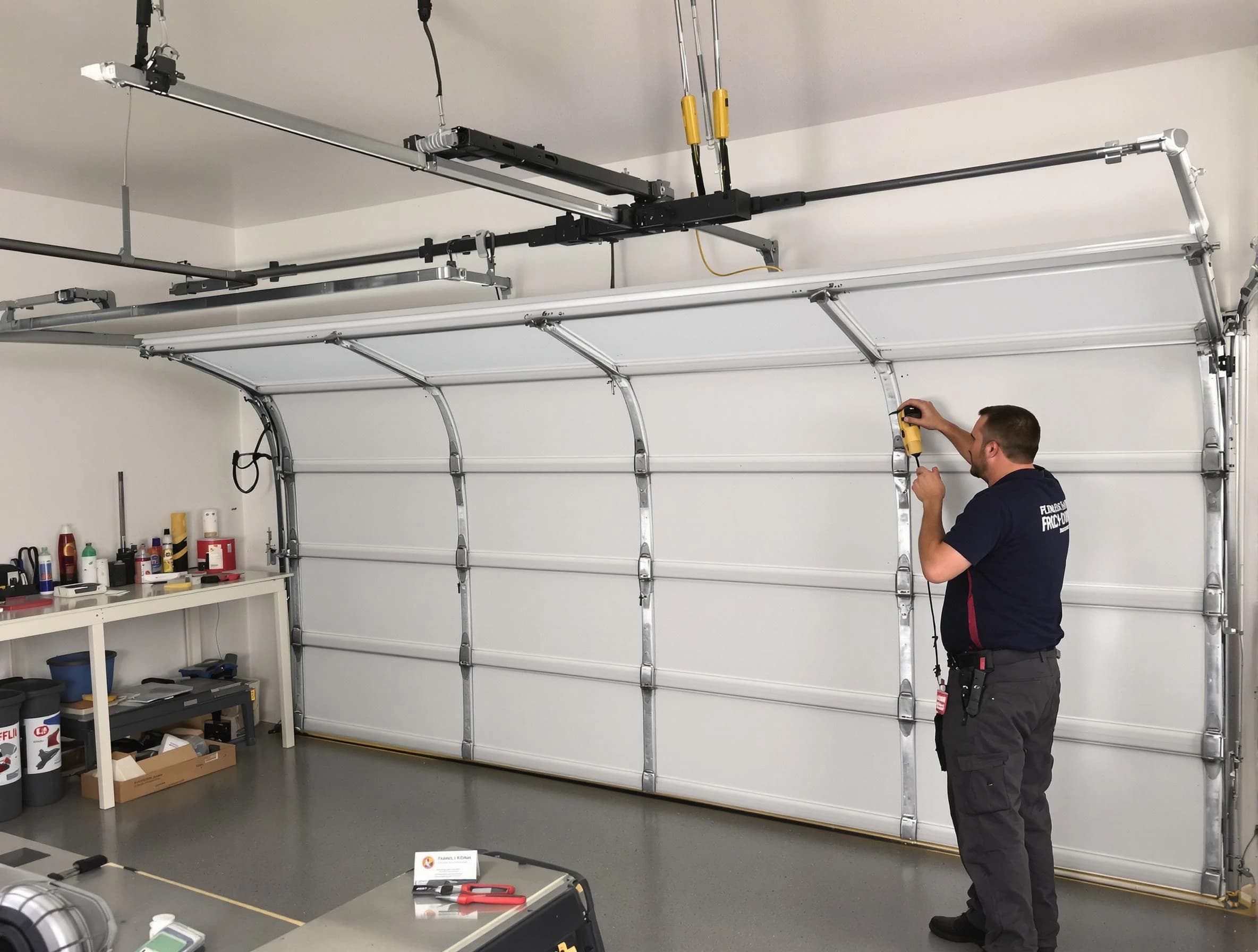 Vestavia Hills Garage Door Repair certified technician performing overhead door system repair in Vestavia Hills