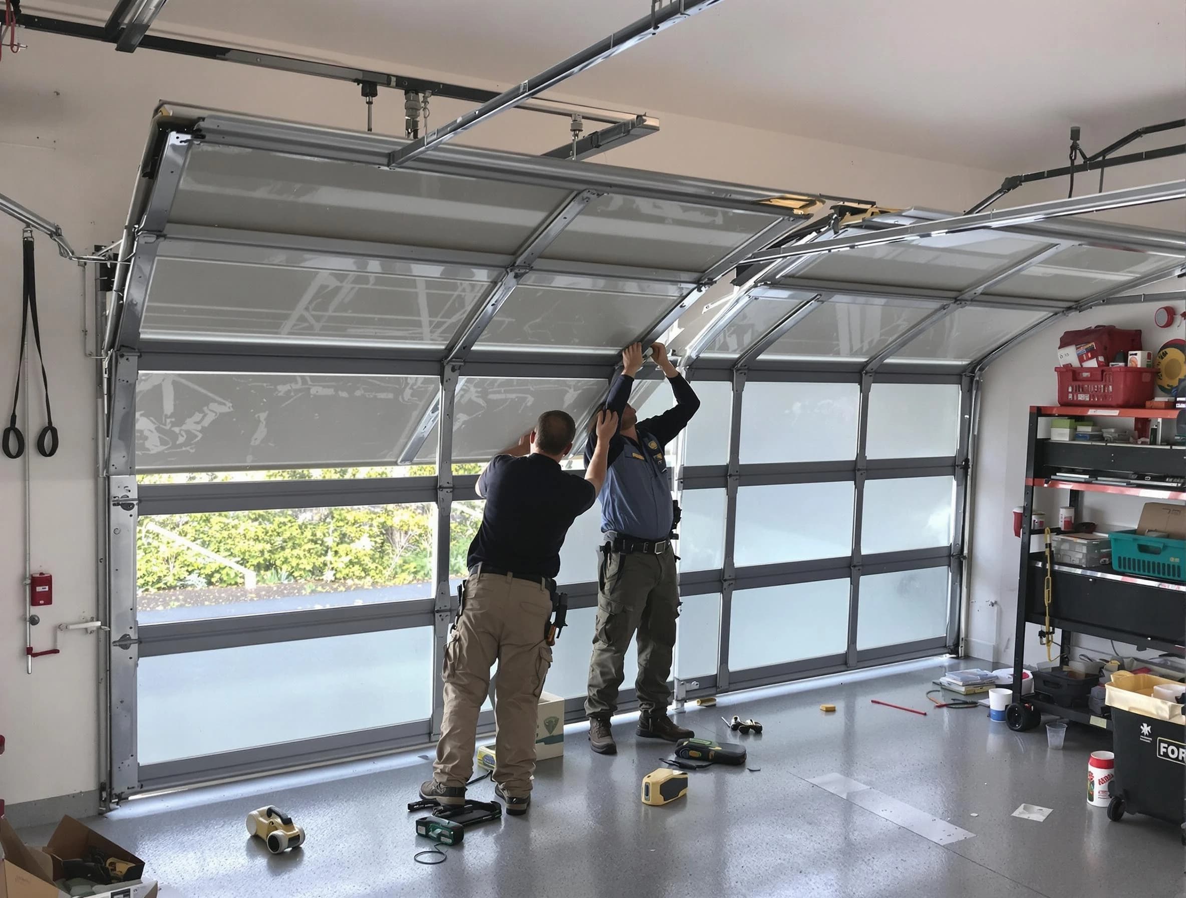 Vestavia Hills Garage Door Repair expert performing precise panel replacement on Vestavia Hills garage door