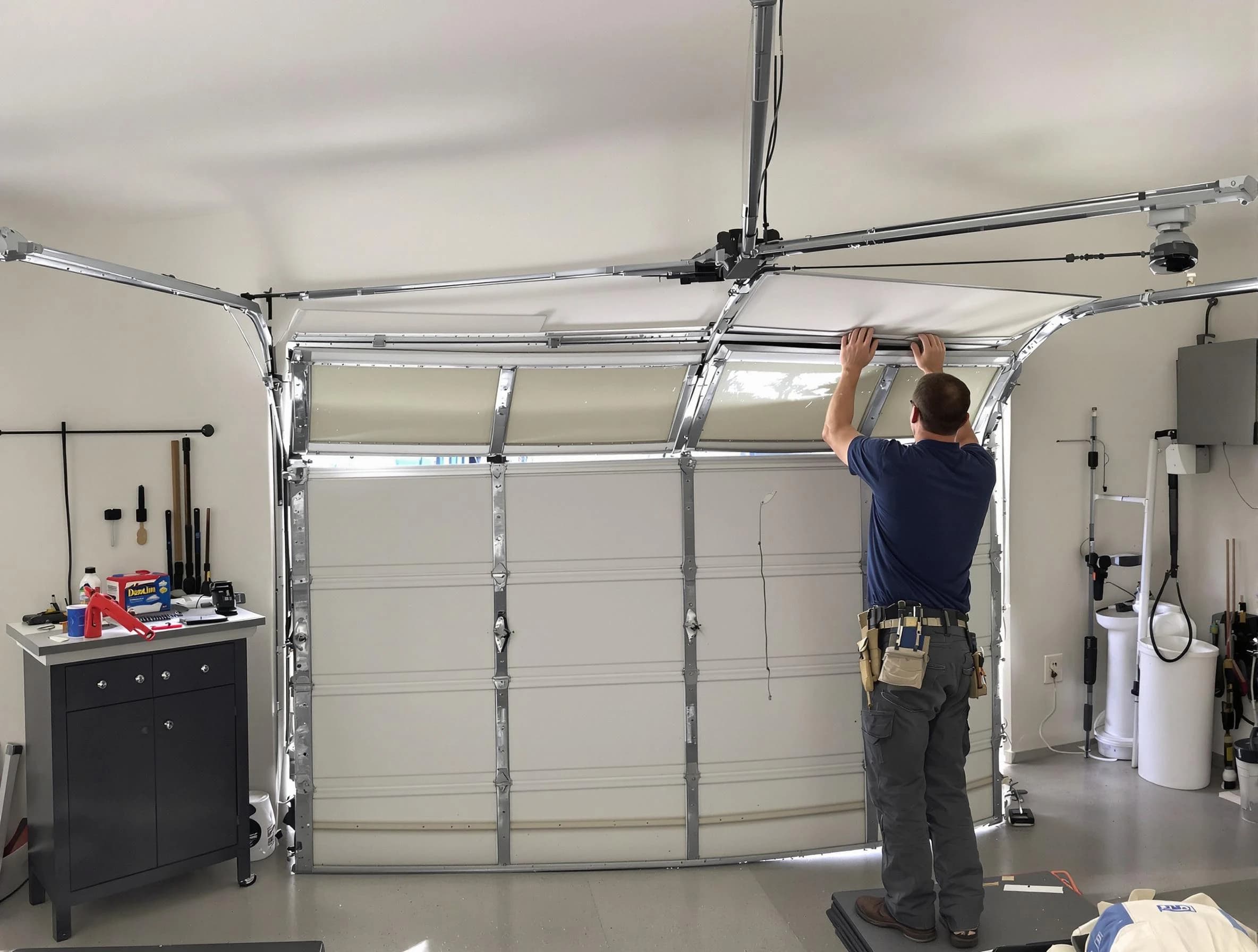 Vestavia Hills Garage Door Repair specialist performing precise section replacement on Vestavia Hills garage door