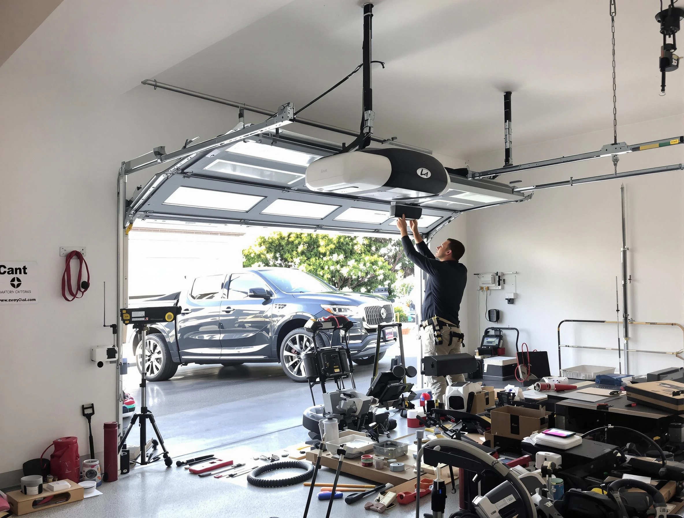 Vestavia Hills Garage Door Repair specialist installing smart garage door opener system in Vestavia Hills home
