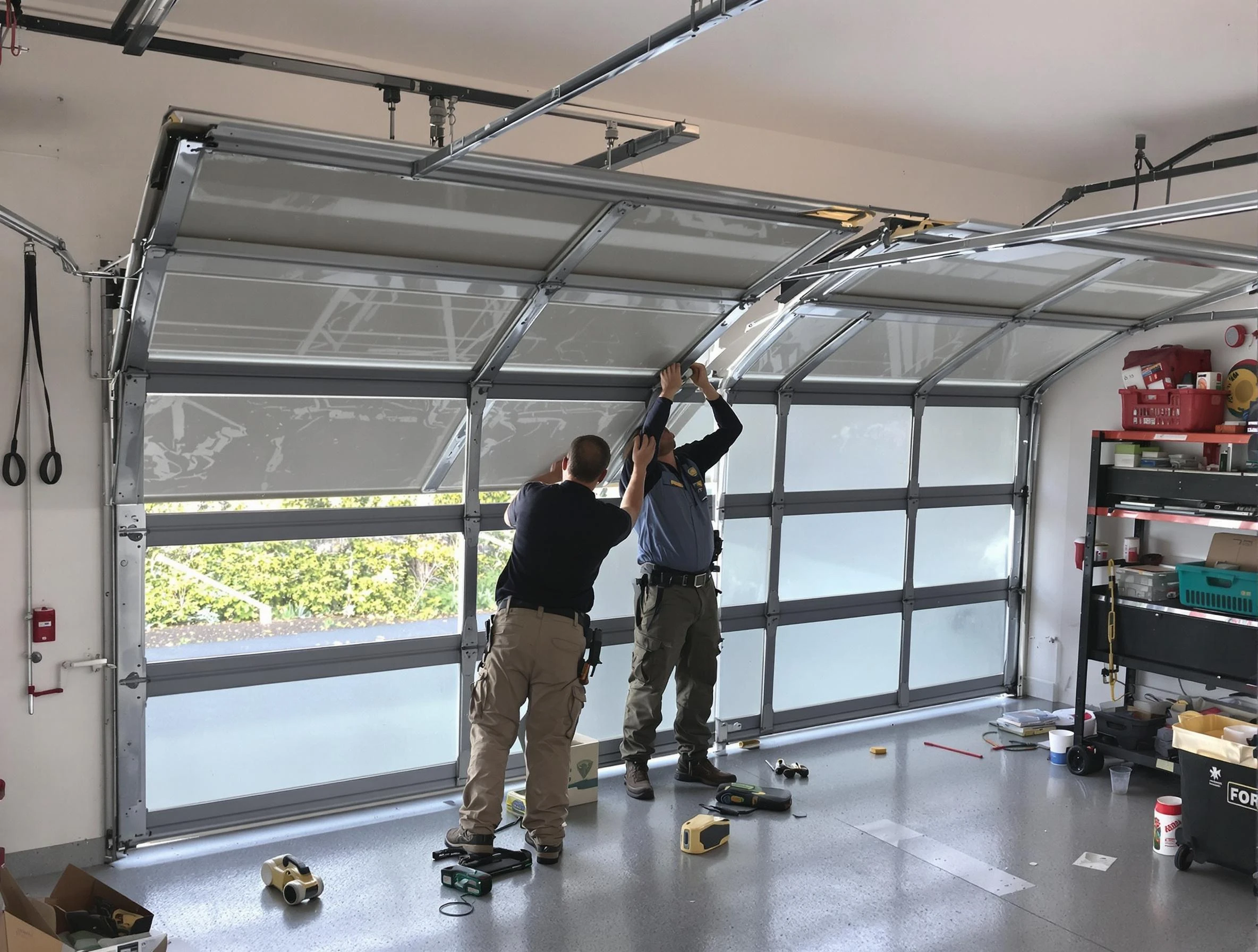 Vestavia Hills Garage Door Repair expert performing precise panel replacement on Vestavia Hills garage door