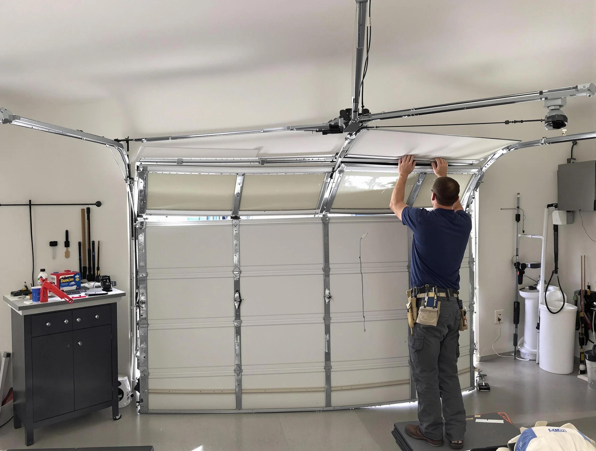 Vestavia Hills Garage Door Repair specialist performing precise section replacement on Vestavia Hills garage door